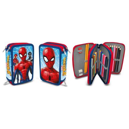 Estuche 3 Cremalleras Spiderman