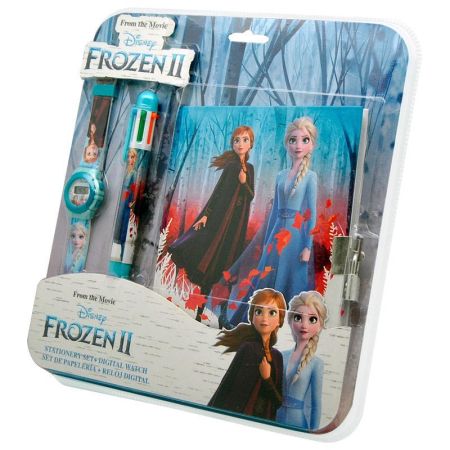 Set reloj digital bolígrafo y diario Frozen II