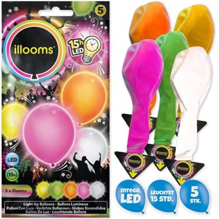 Pack de 5 globos luminosos de Illoms con LED