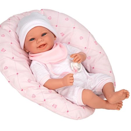 Muñeca Elegance 40 cm Colin rosa con cojín