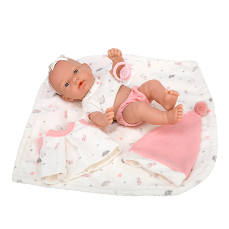 Muñeca Bebé Elegance pillines 26 cm rosa