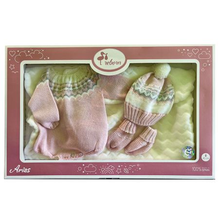 Ropa bebé reborn premium 45 cm fofo rosa y manta