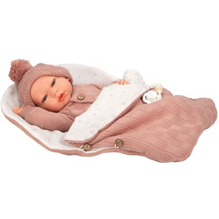 Bebé reborn 40 cm Elba rosa con saco de dormir