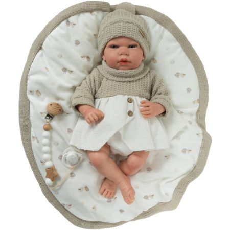Bebé reborn 40 cm Noa beige con manta