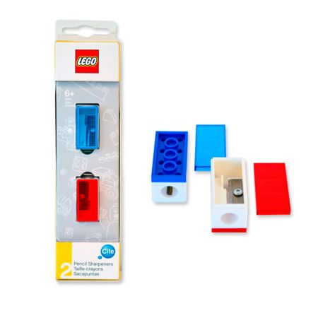 Pack 2 sacapuntas azul y rojo Lego