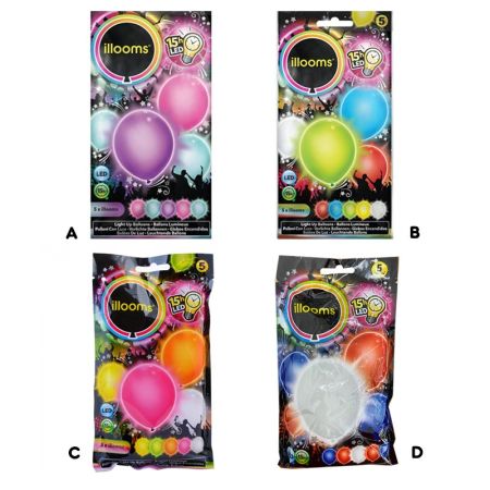 Pack de 5 globos luminosos de Illoms con LED