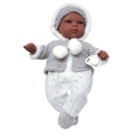 Muñeca bebé Elegance Erea 33 cm gris con lloro
