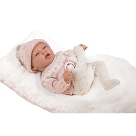 Muñeca Bebé elegance 40 cm Dafne rosa con cojín