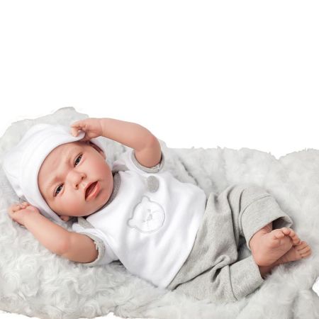 Muñeca Elegance 40 cm Dafne gris con cojín