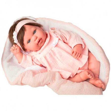 Bebé Reborn 45 cm Valentina con manta y peluche