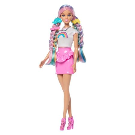 Barbie muñeca arcoiris brillante y accesorios pelo