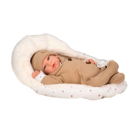 Bebé reborn 40 cm Olona beige y saco dormir