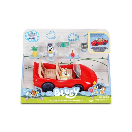 Bluey coche rojo Descapotable con figura
