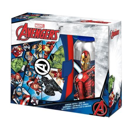 Cantimplora aluminio y fiambrera Avengers