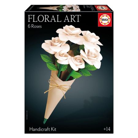 Educa arte floral 6 rosas blancas