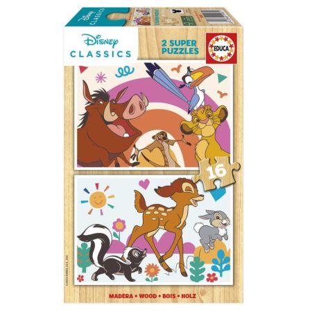 Educa puzzle madera 2x16 animales Disney