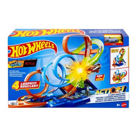 Hot Wheels Action Colisión de 4 loopings