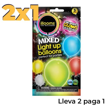 Pack de 5 globos luminosos de Illoms con LED