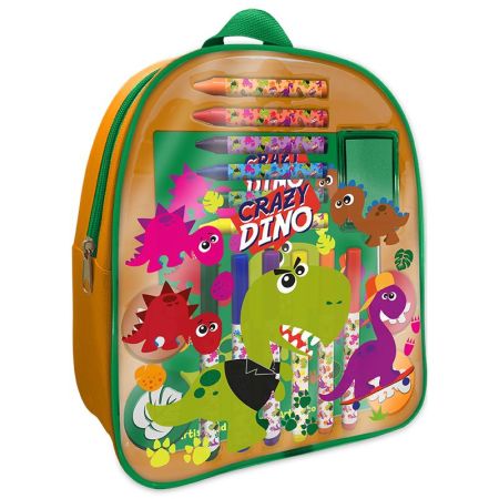 Mochila transparente con accs papelería Dino