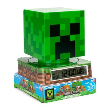Lampara 3D con despertador y fecha Minecraft