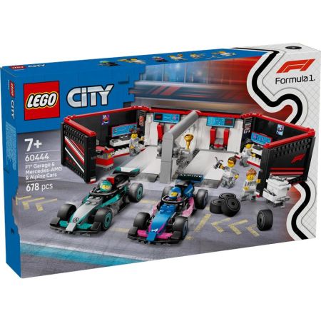 Lego City F1 garaje de coches MercedesAMG y Alpine