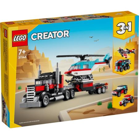 Lego Creator camión plataforma con helicóptero