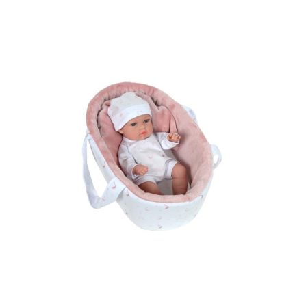 Muñeca bebé Elegance 30 cm con capazo y bolsa