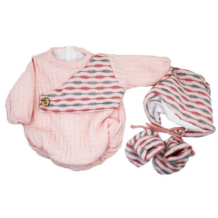 Ropa bebé Elegance body,gorro y patucos rosa 45 cm