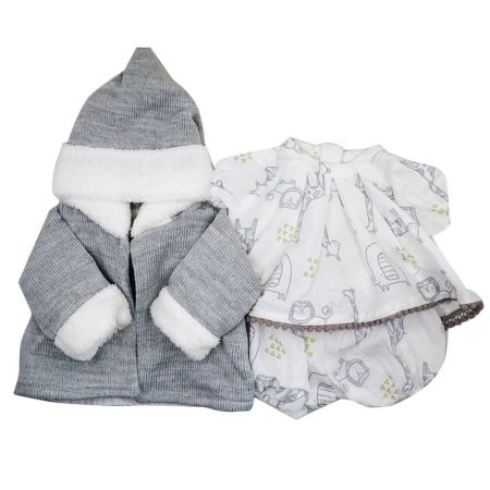 Ropa bebé Elegance conjunto con abrigo gris 40 cm