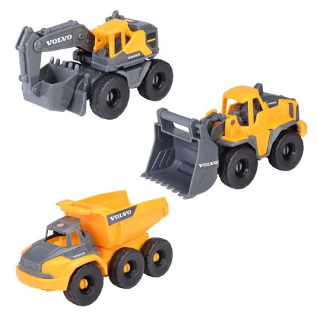 Set de 3 vehículos equipo construcción Volvo 16 cm