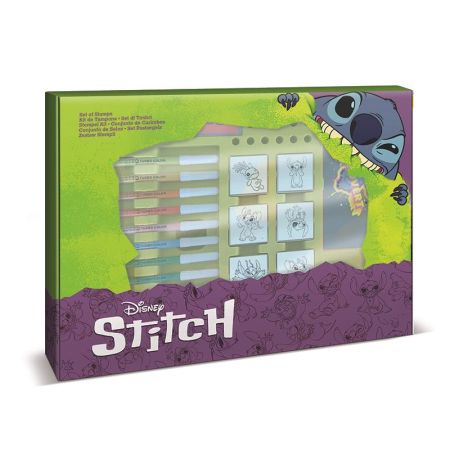 Stitch estuche 12 rotuladores y 7 sellos