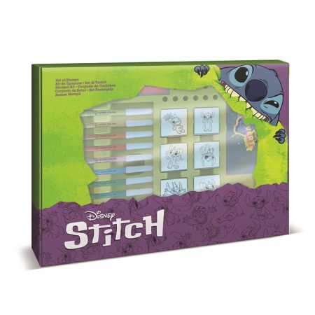 Stitch estuche de pintura 12 rotuladores 7 sellos