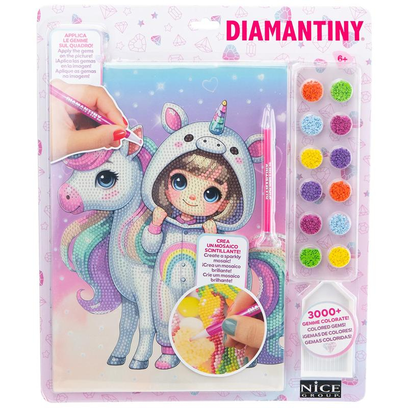 Diamantiny Kawaii niña unicornio mono