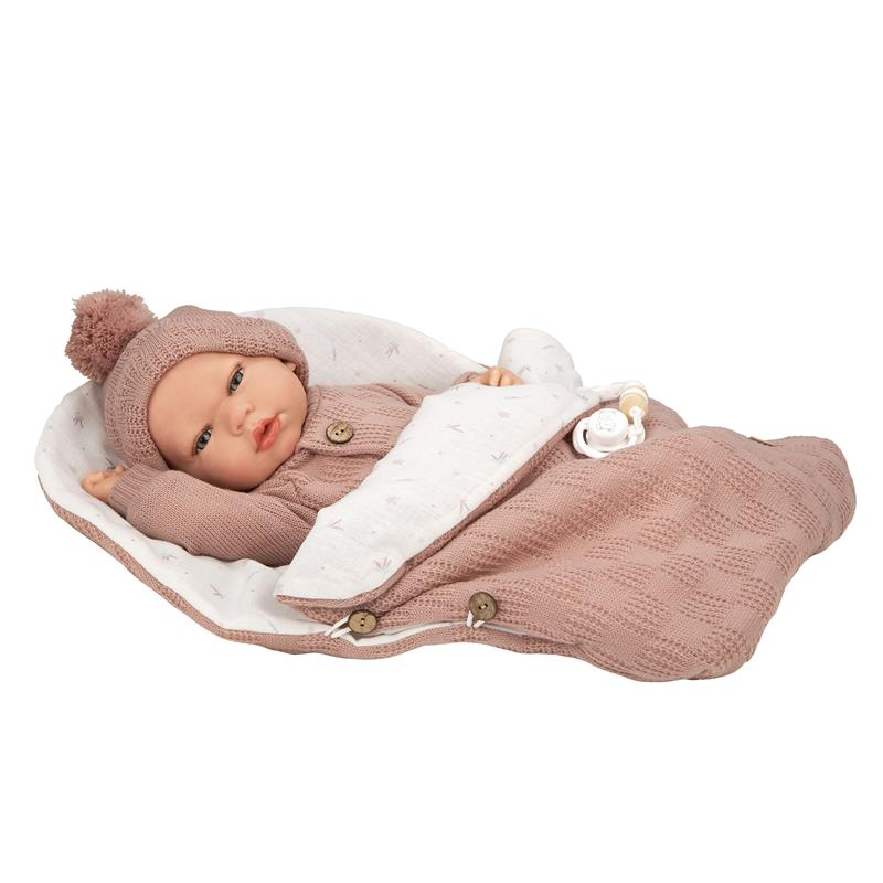 Bebé reborn 40 cm Elba rosa con saco de dormir
