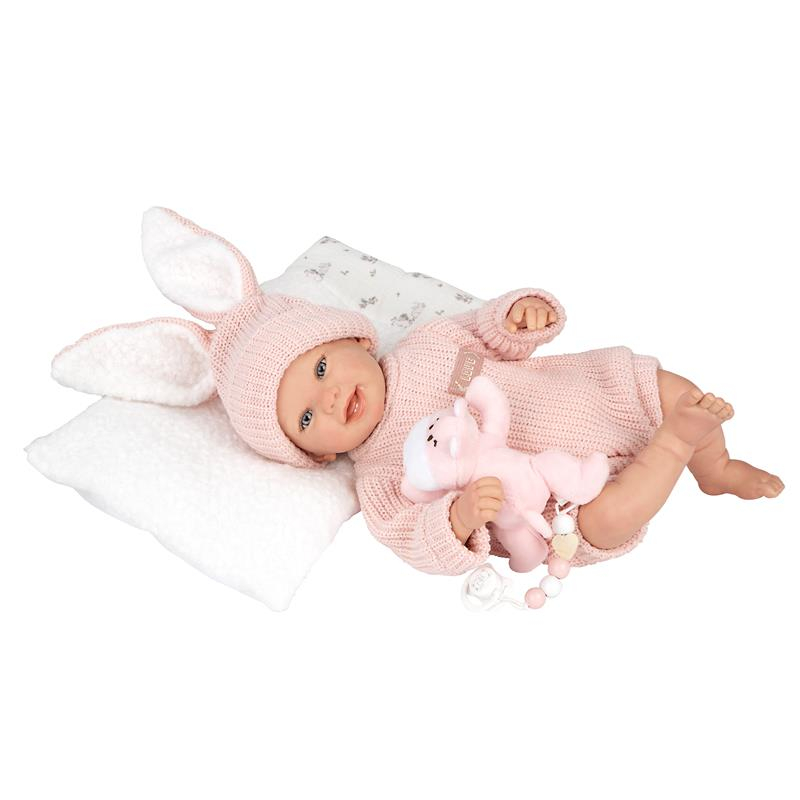 Bebé reborn 45 cm Lucía con cojín y peluche