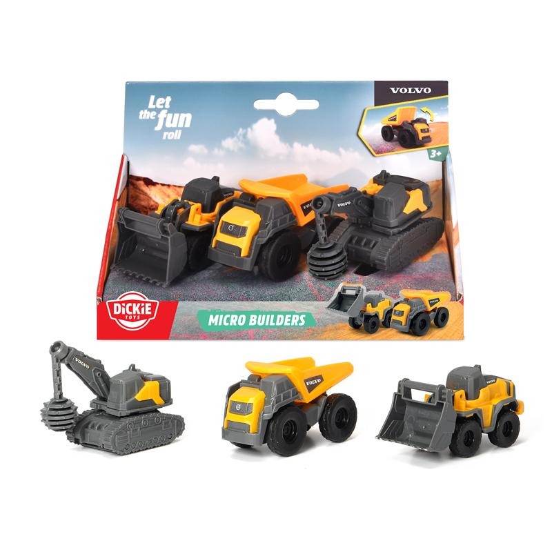 Volvo Set 3 vehículos construcción 9 cm