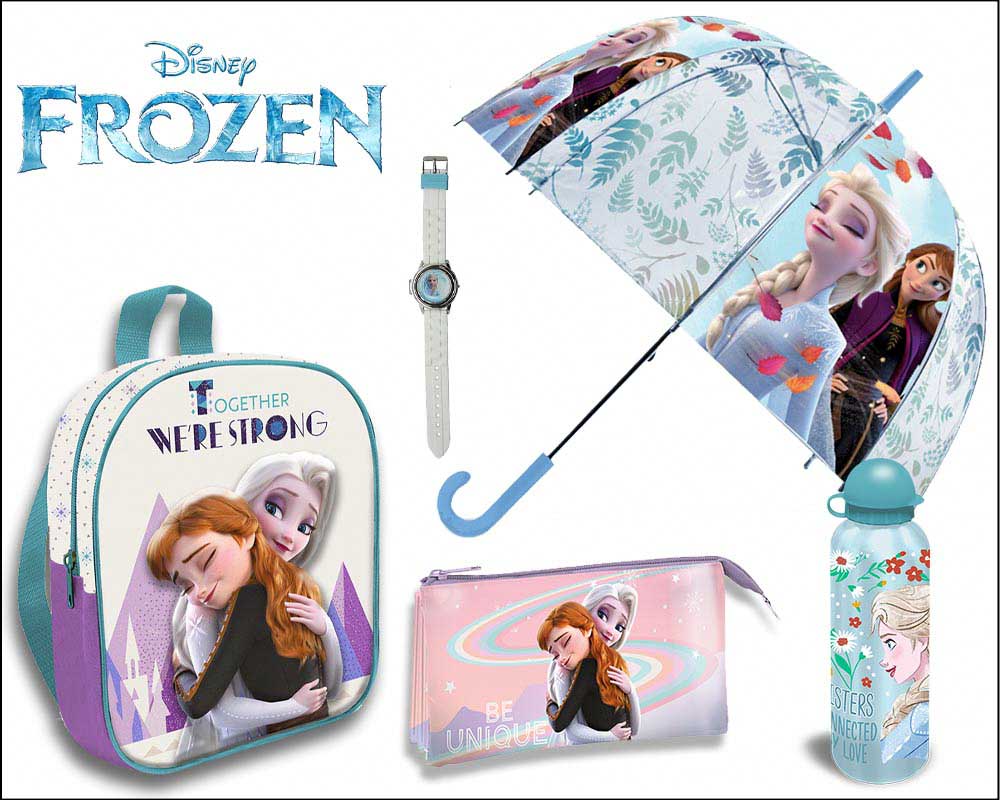 Mochilas, lancheiras e garrafas da Frozen