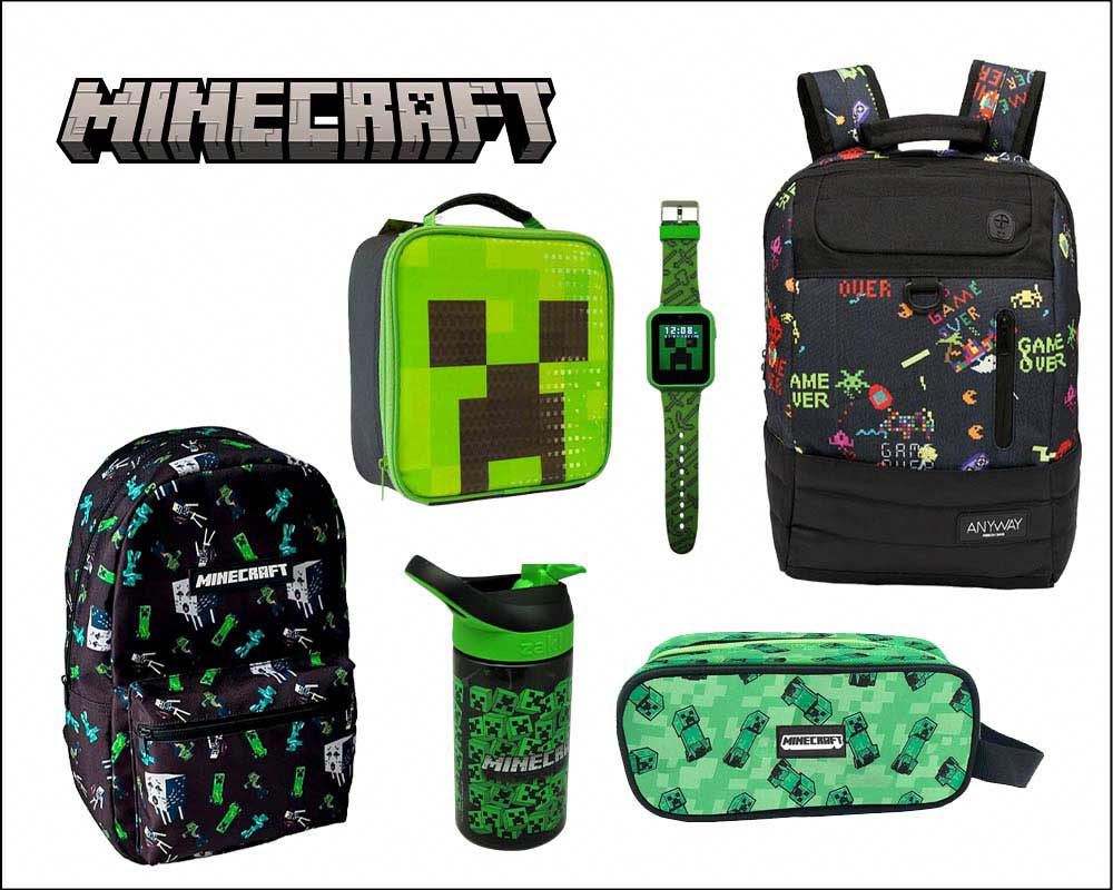 Mochilas, lancheiras e garrafas de Minecraft